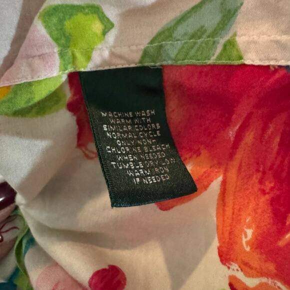 Lauren Ralph Lauren Floral Button Down Shirt — Tropical Cruise Resort Cotton M - Picture 8 of 8